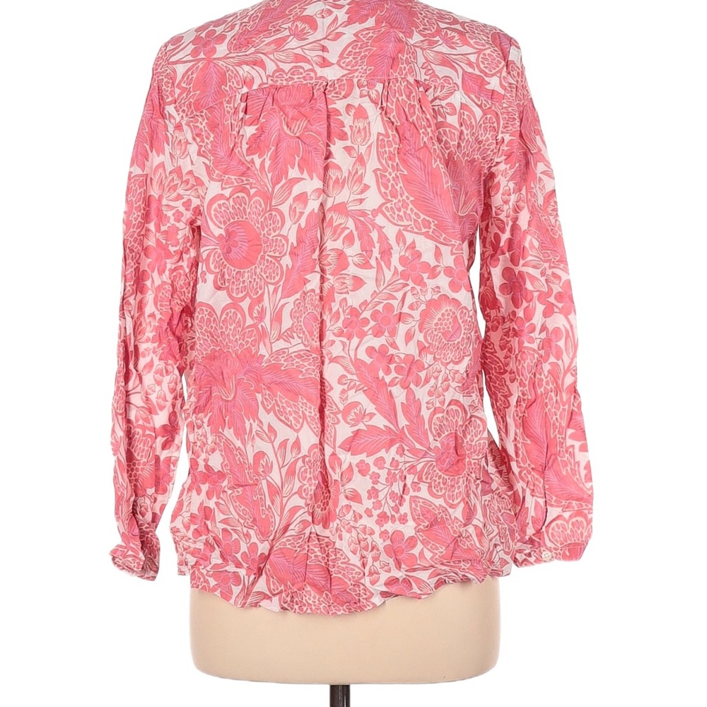NWOT J. Crew Pink Floral Blouse with Blue Embroidery Detail Sz L - Picture 3 of 10
